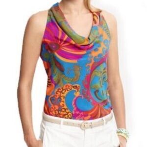 Y2K Vintage Trina Turk Banana Republic colorful asymmetrical top size 2p XS